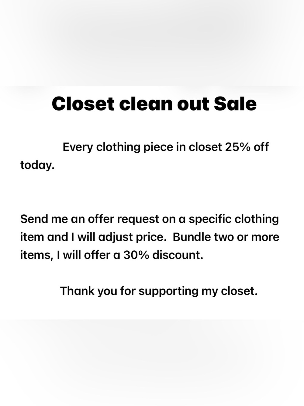 Closet Clean Out Sale